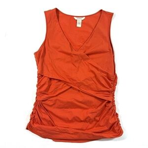 Sundance V Neck Ruched Tank Top Orange